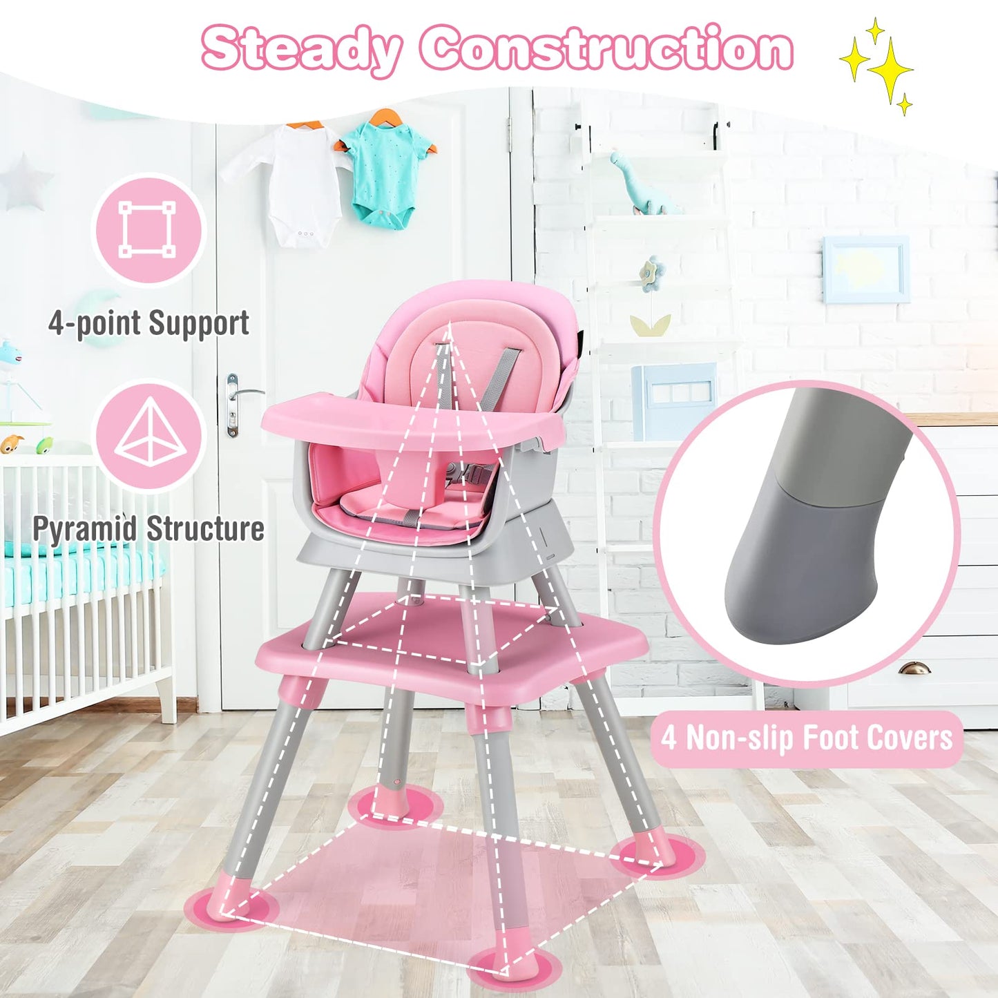HONEY JOY 8 in 1 Baby High Chair, Convertible Highchair for Babies and Toddlers/Table and Chair Set/Building Block Table/Booster