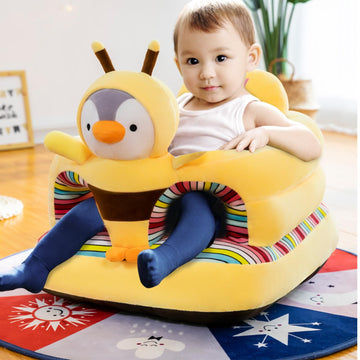 Hevoy Baby Seat For 3-24 Month, Infant Back Support Floor Chair, Plush Cartoon Animals Baby Sofa, Toddler Floor Seater For Sitti