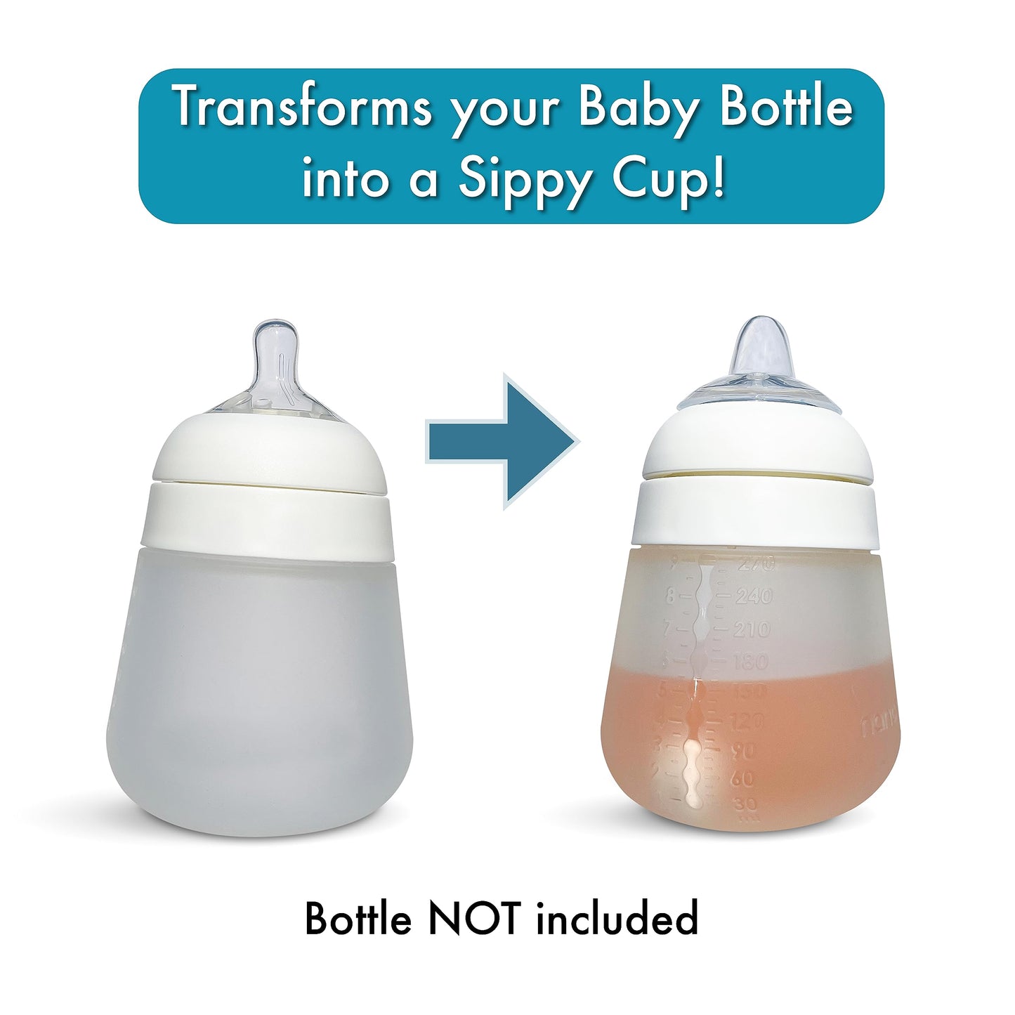 Sippy Cup Conversion Kit For Nanob  B   Flexy Silicone Baby Bottles | 2-Count | With Soft Silicone Sippy Spout Nipples, Any Angl