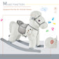 Qaba Kids Plush Ride-On Rocking Horse with Bear Toy, Children Chair with Soft Plush Toy & Fun Realistic Sounds, White