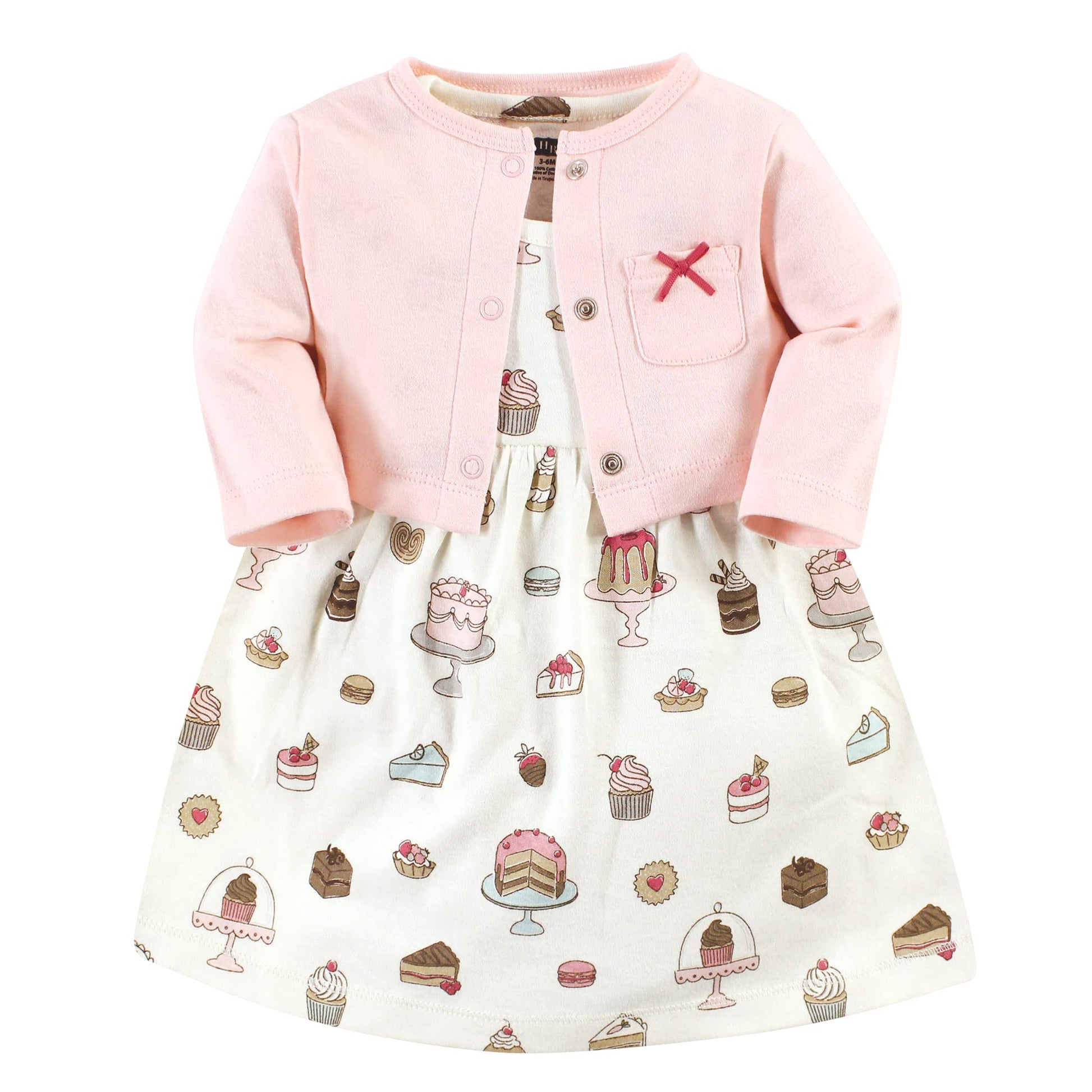 Hudson Baby Baby Girls Hudson Infant And Toddler Girl Cotton Cardigan Set, Sweet Bakery Casual Dress, Sweet Bakery, 3-4T Us