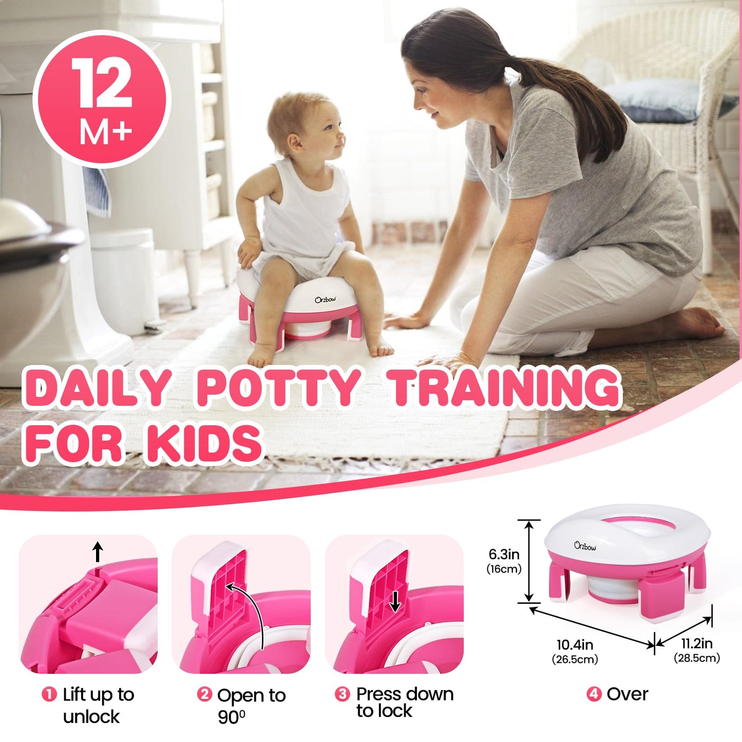 Orzbow Portable Potty For Toddler Kids Travel Potty Training Toilet Seat With Storage Bag- Foldable Potty Chair With 40Pcs Trave