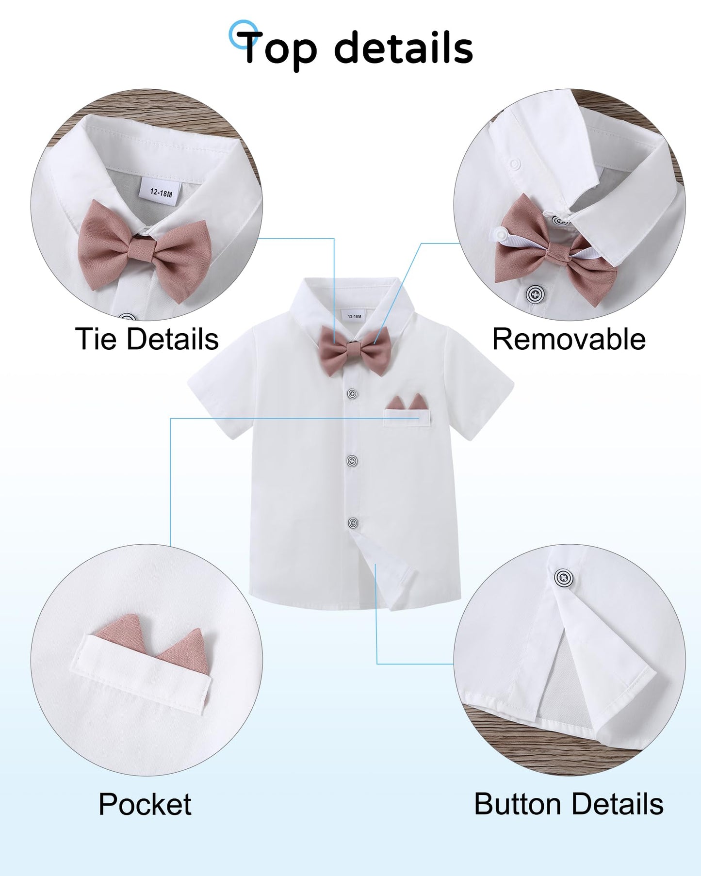 Yallet Toddler Baby Boy Clothes Suit Gentleman Wedding Outfits, Formal Dress Shirt+Bowtie+Suspender Pants(Pink, 4-5T)