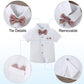 Yallet Toddler Baby Boy Clothes Suit Gentleman Wedding Outfits, Formal Dress Shirt+Bowtie+Suspender Pants(Pink, 18-24 Months)