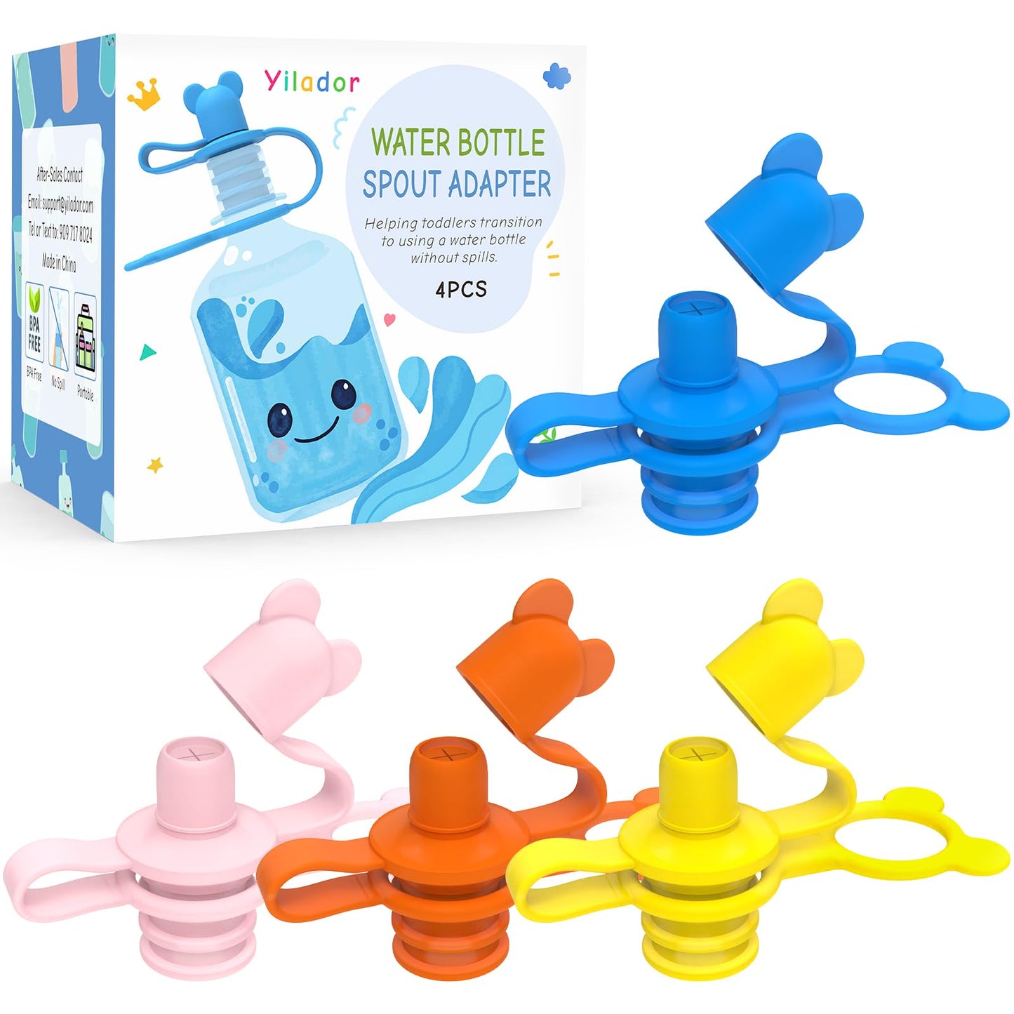 Yilador Silicone Water Bottle Cap For Toddlers, 28Mm No Spill Top Spout, Kids Travel Essentials - Help Toddler Baby Transition B