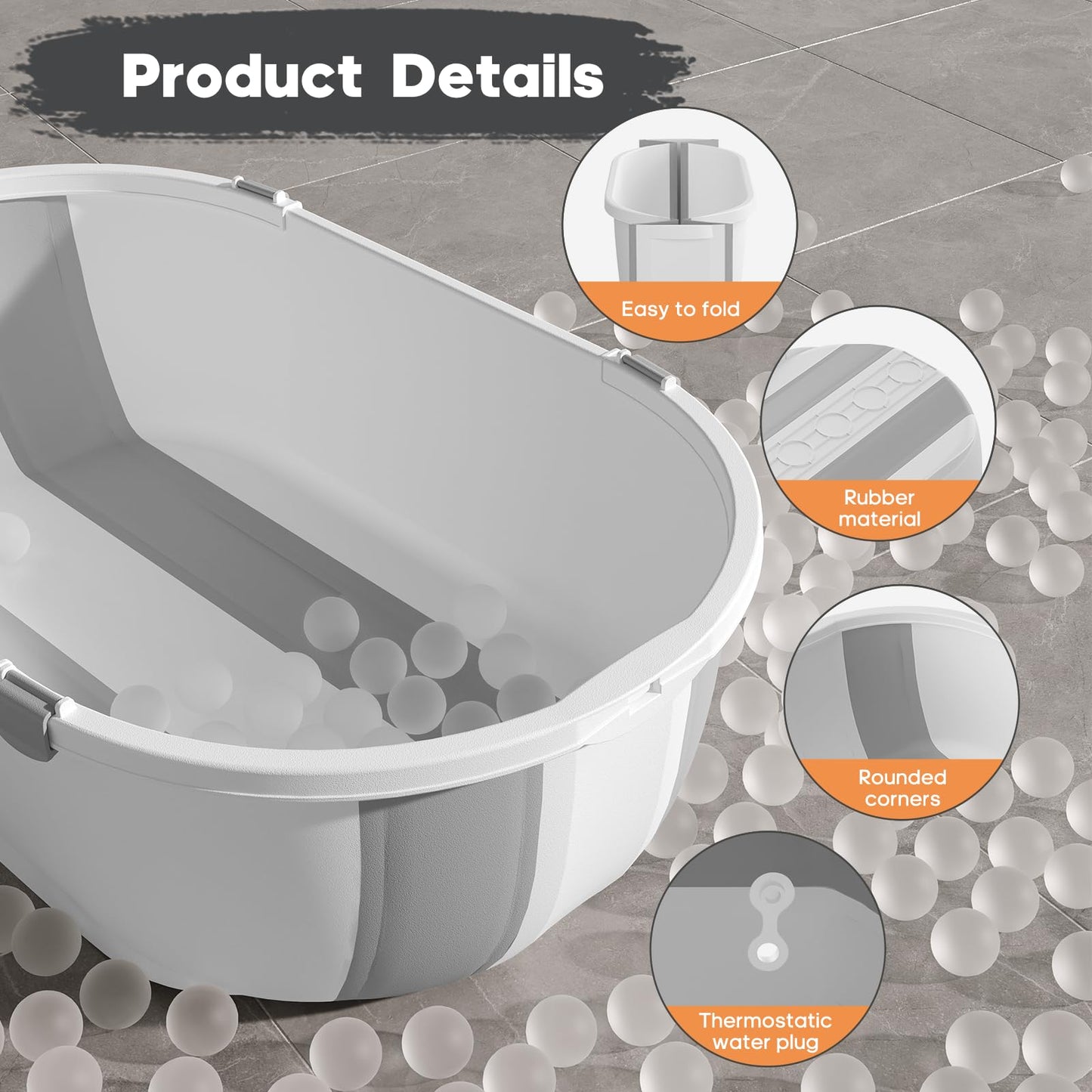 Collapsible Baby Bathtub For Infants To Toddlers With Soft Bath Cushion Foldable Baby Bath Tub With Thermometer And Drain Outlet