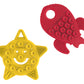 POPPIES Smiley The Star (Yellow) and RED The Rocket (Red) Bundle - Silicone Sensory Toy - BPA-Free - Infant Teether, Sensory, Ba