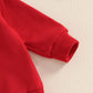 Iddolaka Toddler Baby Girls Valentines Day Outfits Long Sleeve Letter Sweatshirt Shirt Heart Flared Pants Spring Clothes (A-Embr