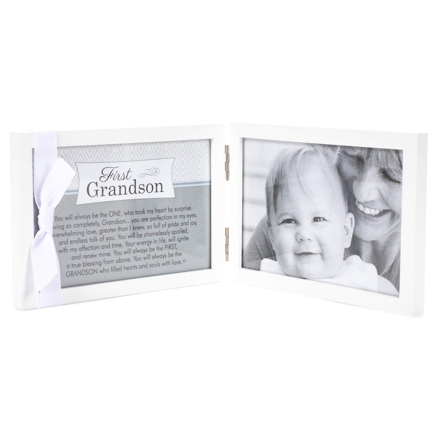 The Grandparent Gift Company- 4    X 6    White Double Hinged Table Or Shelf Frame With Grandson    Sentiment- Holds Ultrasound