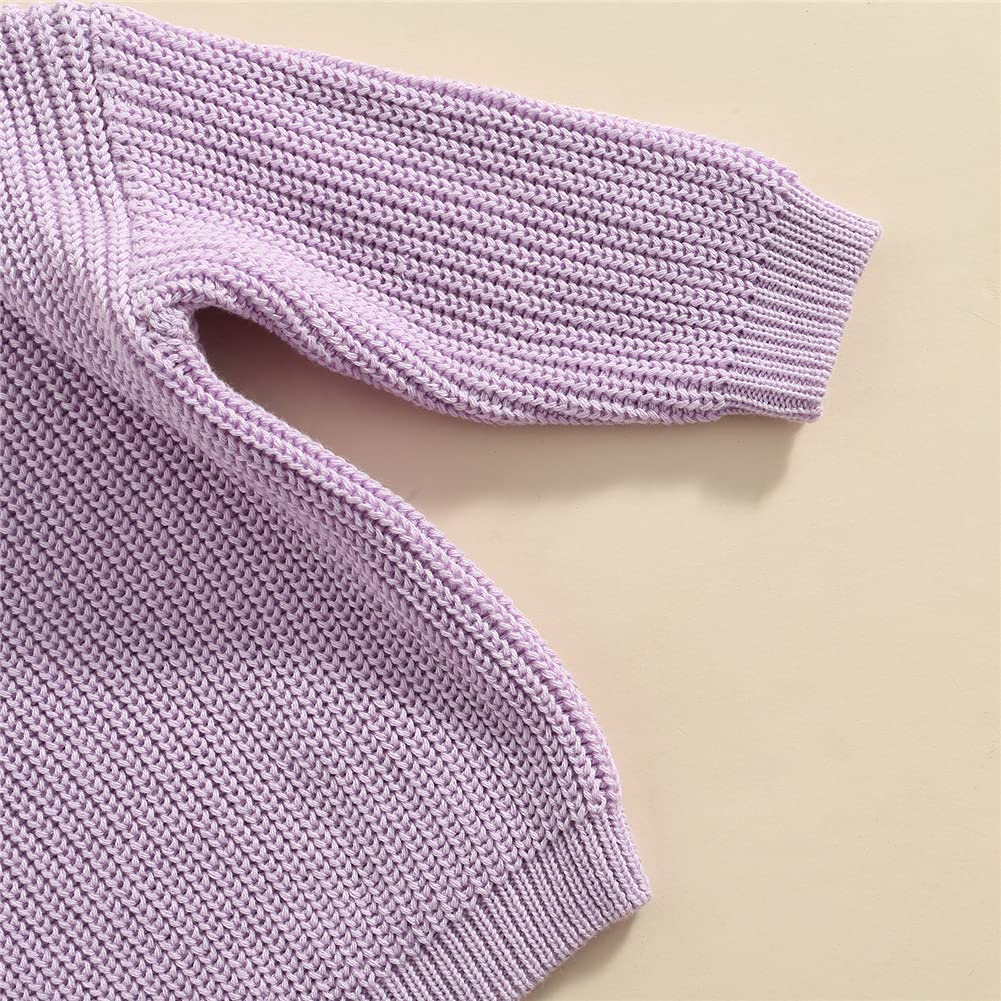 Afunbaby Baby Girl Boy Knit Sweater Blouse Pullover Sweatshirt Warm Crewneck Long Sleeve Tops For Infant Toddler (Knitted-Purple
