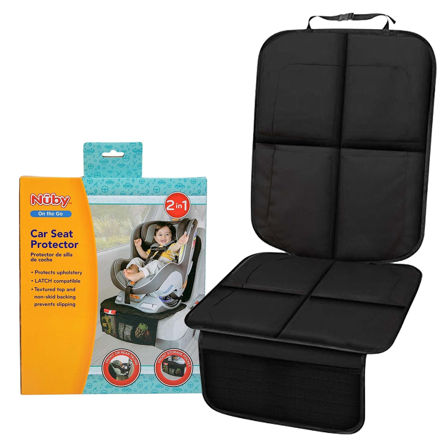 Nuby Deluxe Car Seat Protector, Black Mat for use Under Childs Car Seat
