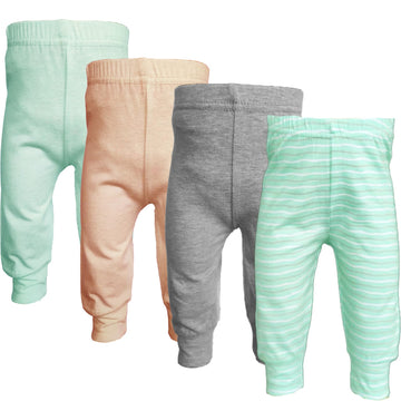 123 Bear Infant and Toddler Soft Cotton Spandex Boys and Girls Pants Multipacks (Mint 2, Newborn)