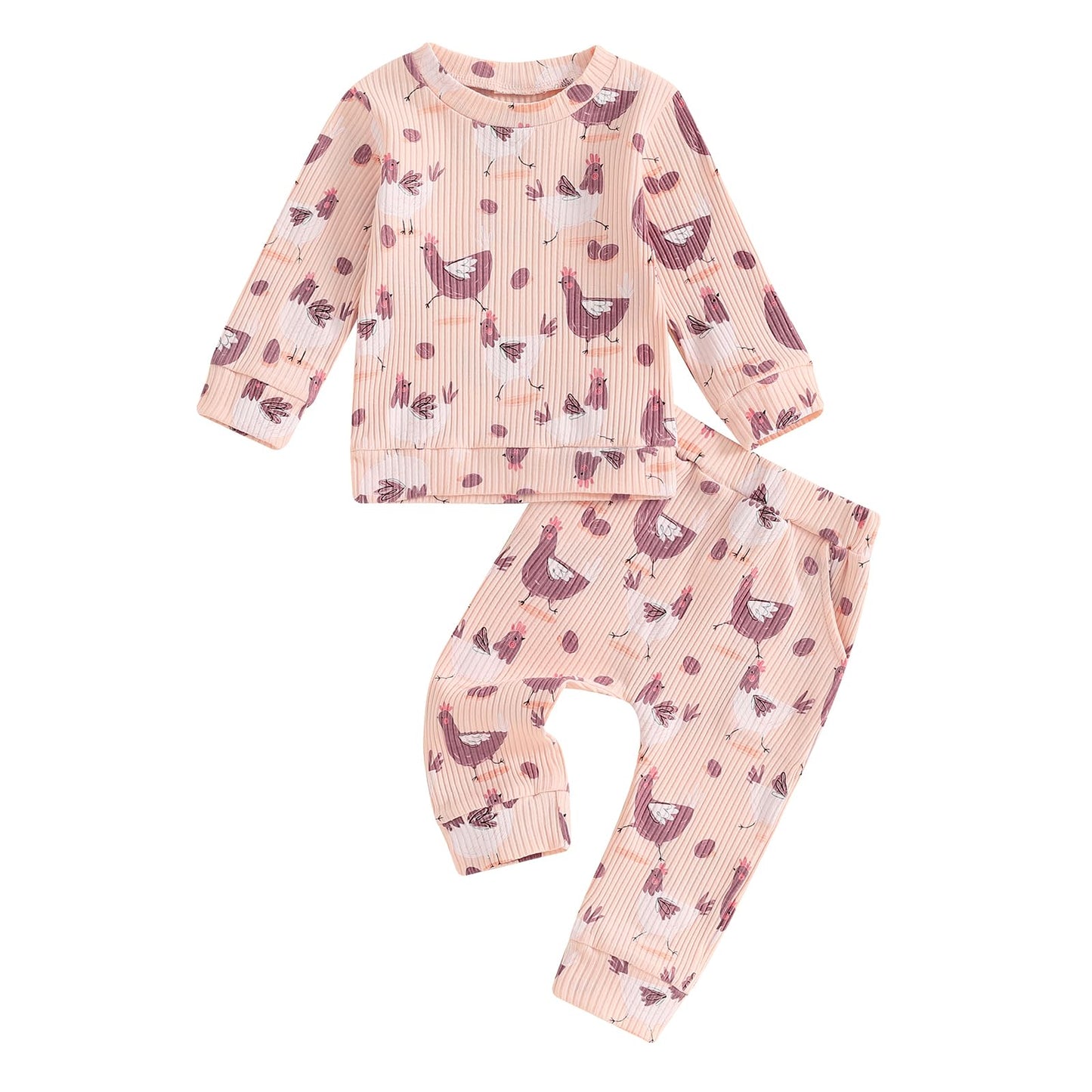 Kupretty Toddler Baby Girl Valentines Day Outfits Heart Waffle Knit Sweatshirts and Pants Set Fall Winter Spring Clothes (Khaki,