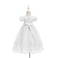 Glamulice White Baby Girls Newborn Satin Christening Baptism Floral Embroidered Dress Gown Outfit 20-26 Infant Lace Formal Party