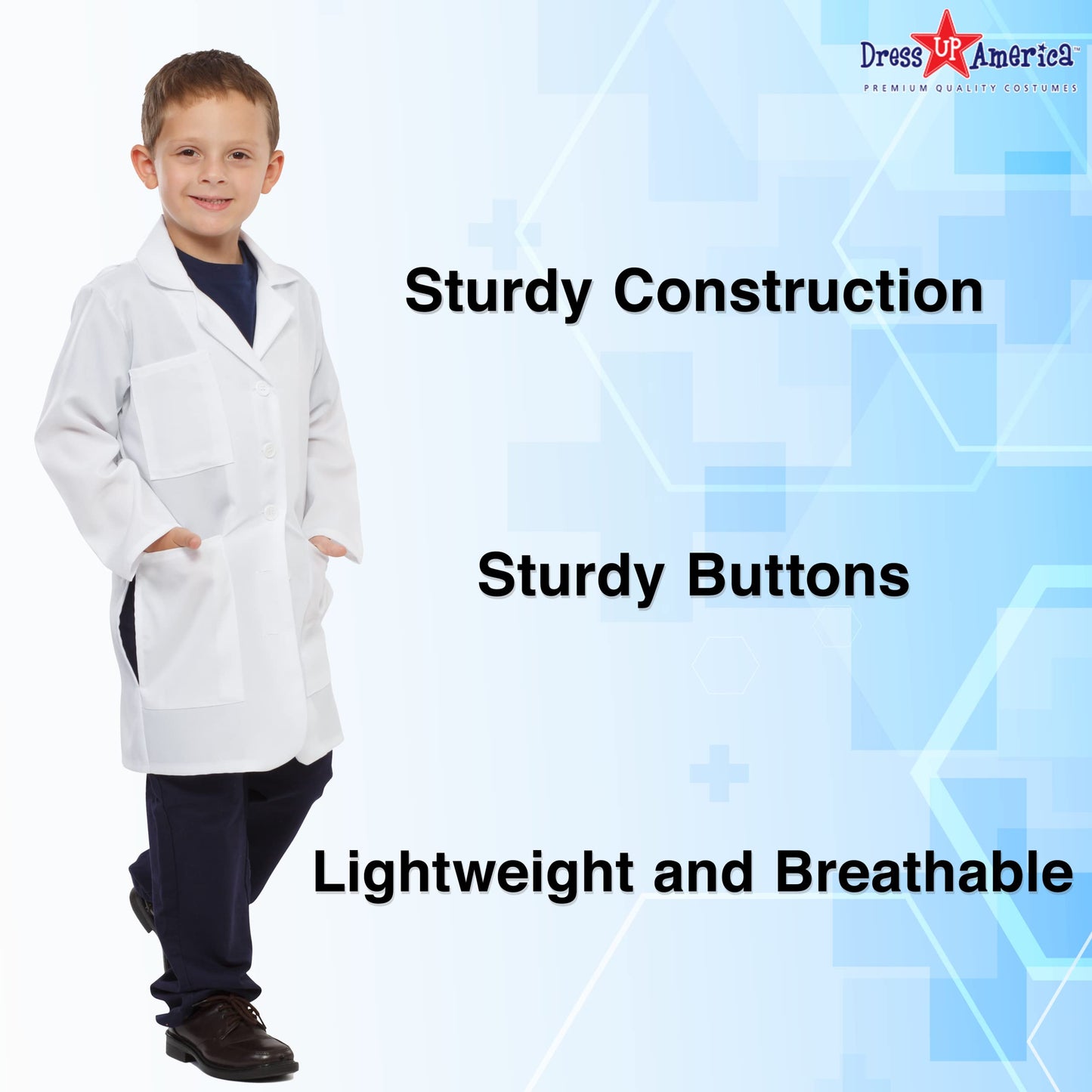 Dress Up America Kids Lab Coat - White Doctor Costume for Boys & Girls - STEM Play Dress-Up for Scientists & Doctors
