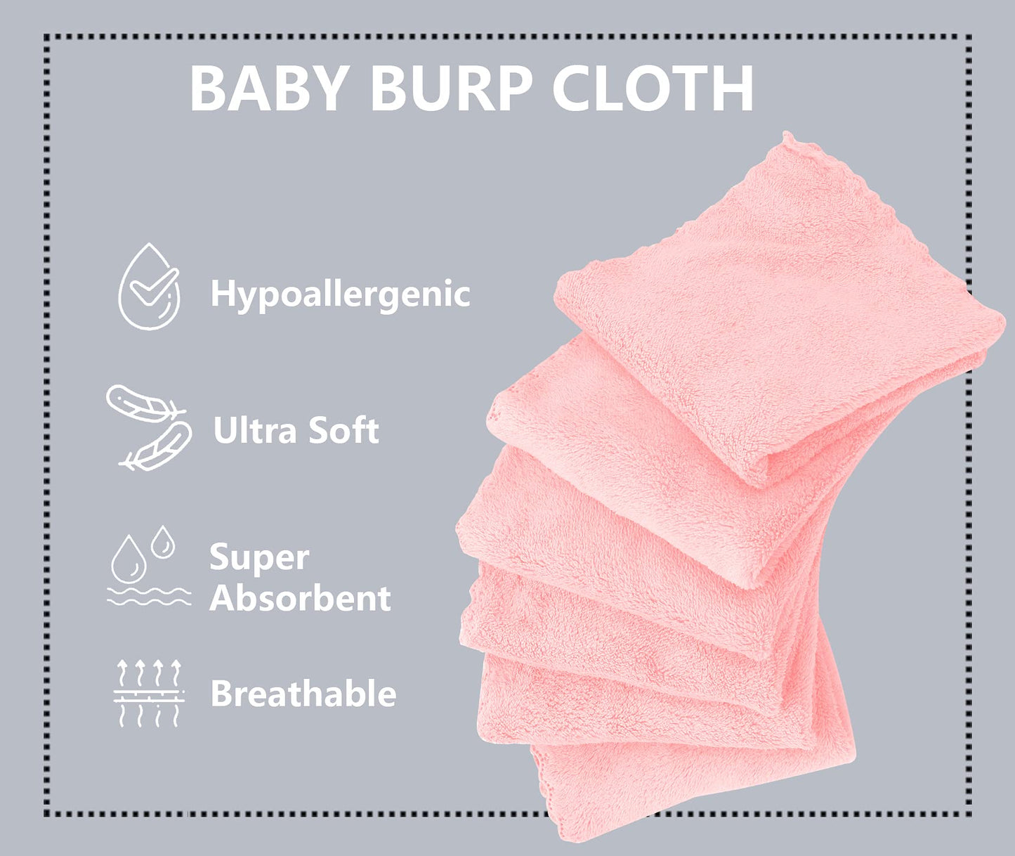 8 Pack Large Burp Cloths For Baby - 20' By 10' Ultra Absorbent Burping Cloth, Hand Washcloths, Newborn Towel - Milk Spit Up Ra