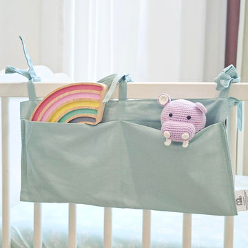 MOVEBO Baby Bedside Bag  2 Pockets Crib Organizer Hanging for Crib,5 Colors Selection Baby Toys Storage HighCapacity Baby Han