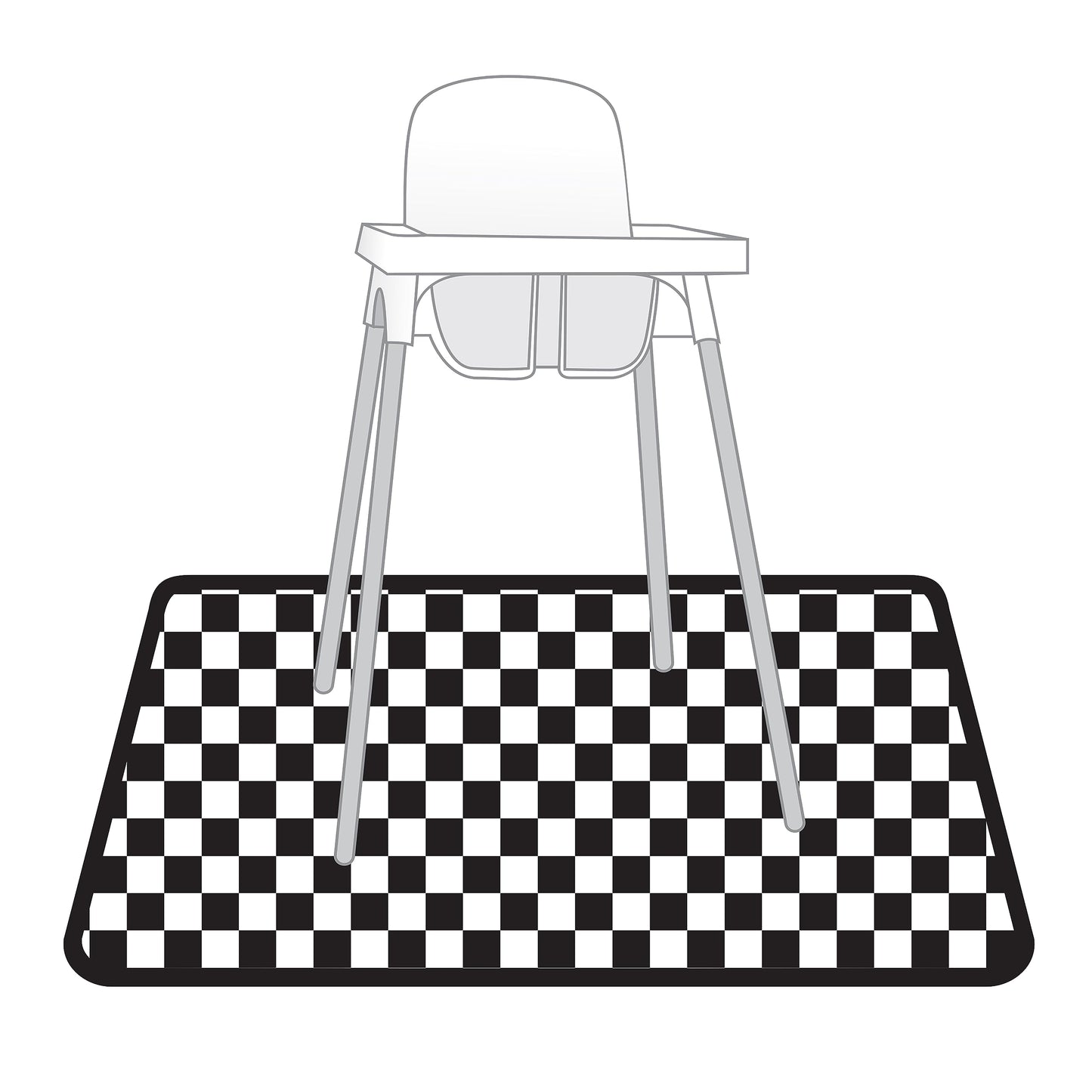 Bapronbaby Black Checkerboard Splash Mat - Waterproof Catch-All For Under High Chairs, Floors, Tables, Playtime Or Arts & Crafts