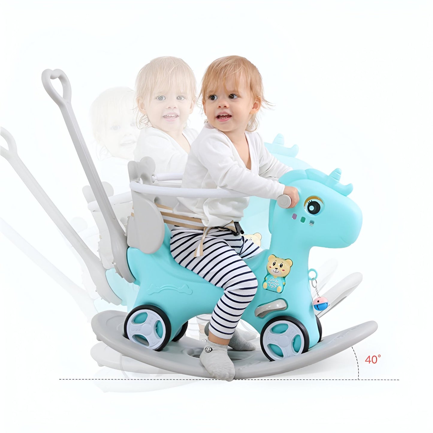Legendstone Rocking Horse for Toddlers 1-3 Years,4 in 1 Design, Kids Ride on Toy Balance Bike Push Cart with Detachable Balance