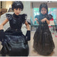 Vorlits Black Halloween Costumes Dress Girls Cosplay Christmas Party With Wigs Belt Socks Cat Ears Headband Wig Cap
