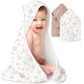 Konssy 2-Pack Muslin Hooded Baby Towels, 100% Cotton, Ultra-Soft & Absorbent Baby Bath Towels with Hood for Newborn & Infant (Ta