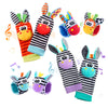 Baby Wrist Rattles Foot Finder Socks Set, Wrist Rattle Arm Hand and Rattle Leg Ankle Socks, Newborn Soft Sensory Toys, Baby Sock