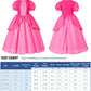 Pink Princess Dress For Girls, Kids Princess Costume With Crown Gloves Wand Earrings 8-9 Years