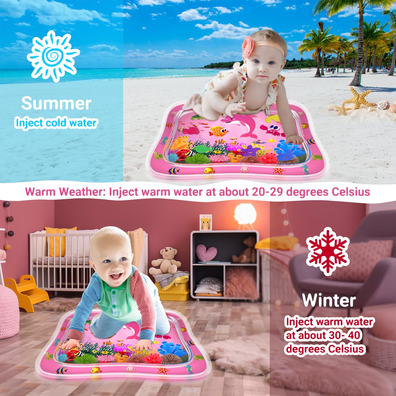 Zmlm Tummy Time Water Mat Baby Girls Gift, Baby Toys For 3-12 Months, Inflatable Infant Baby Tummy Time Toys Activity Play Mat S