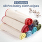 Mixweer 48 Pcs Flannel Cloth Baby Wipes Reusable Baby Diapers Wipes Washable Natural Unbleached Face Wipes Soft And Sturdy Cloth
