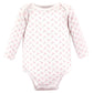 Hudson Baby Unisex Baby Cotton Long-Sleeve Bodysuits, Basic Pink Floral, 6-9 Months