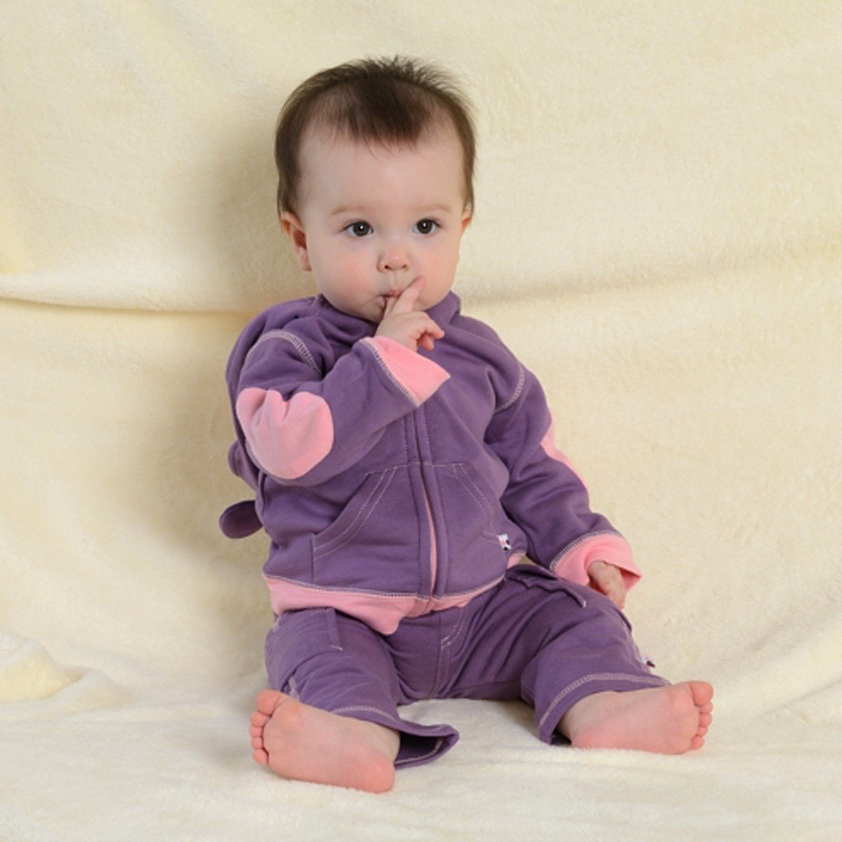 Babysoy Baby & Tot Girl Bunny Ears Fleece Hoodie Jacket (6-12 Months, Eggplant)