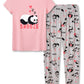 Tebbis Little & Big Girls Striped & Cat Pajama Set  Soft Modal Fiber 2Piece Summer PJs in Sizes 618, Pink & Gray Panda (Tee &