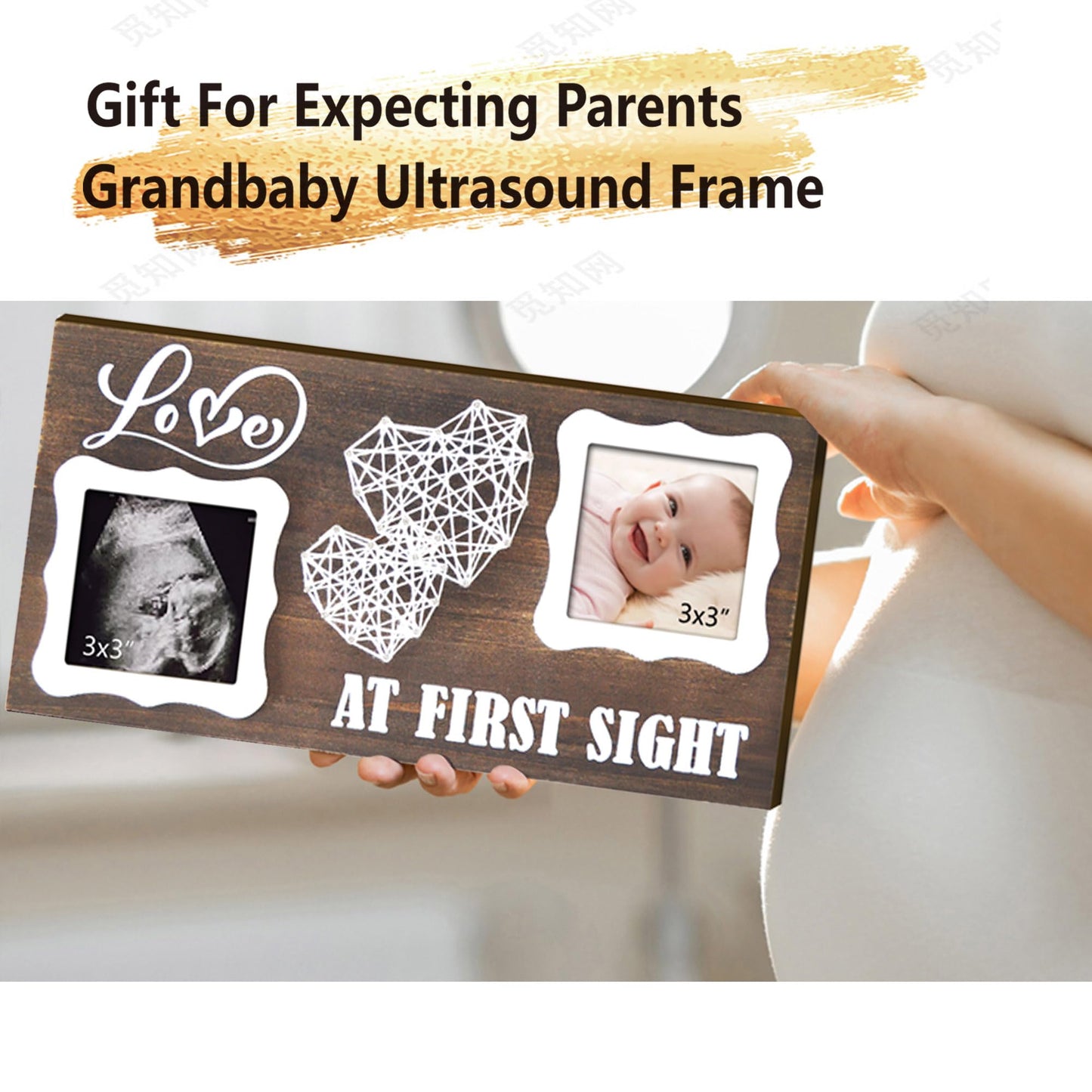 Yudarte Pregnancy Announcements Baby Ultrasound Picture Frame - New Mom First Time Parents Keepsake Gifts - Love At First Sight
