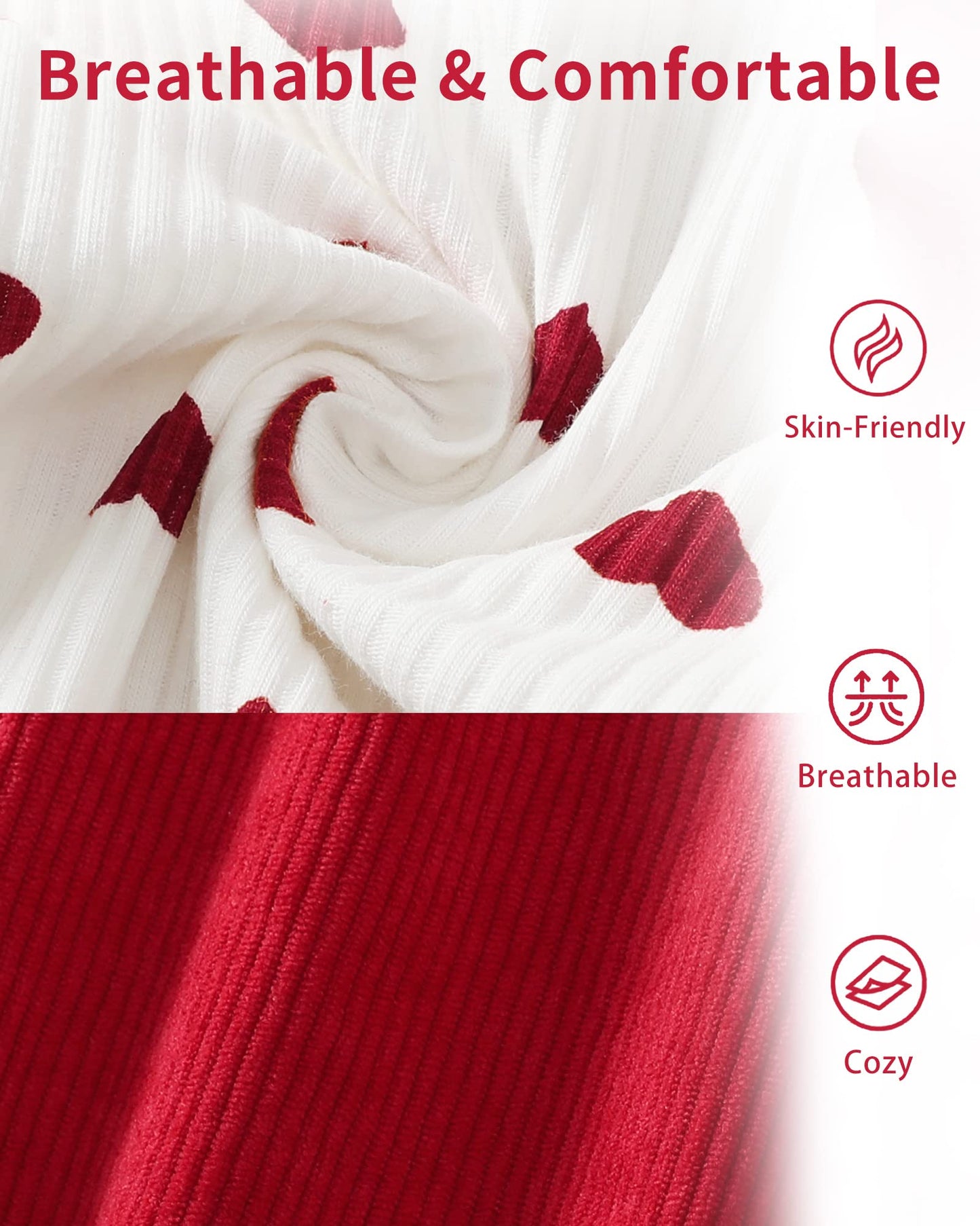Kucnuzki Baby Girl Clothes 3-6 Months Baby Girl Valentines Day Long Sleeve Ruffle Romper Shirt Red Suspender Overall Dress Fall