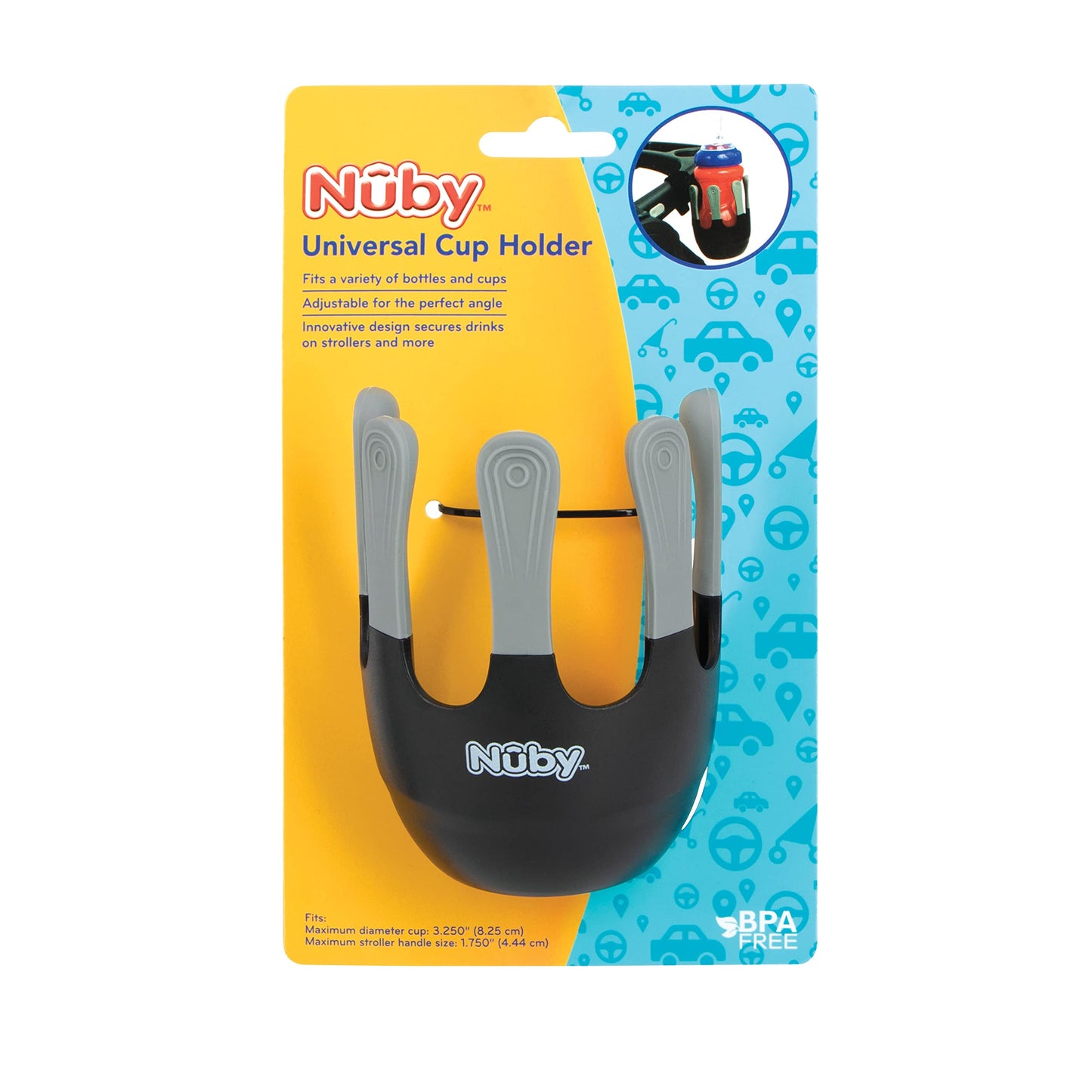 Nuby Universal Cup Holder Withtextured Grips: Travel And Stroller Accessory