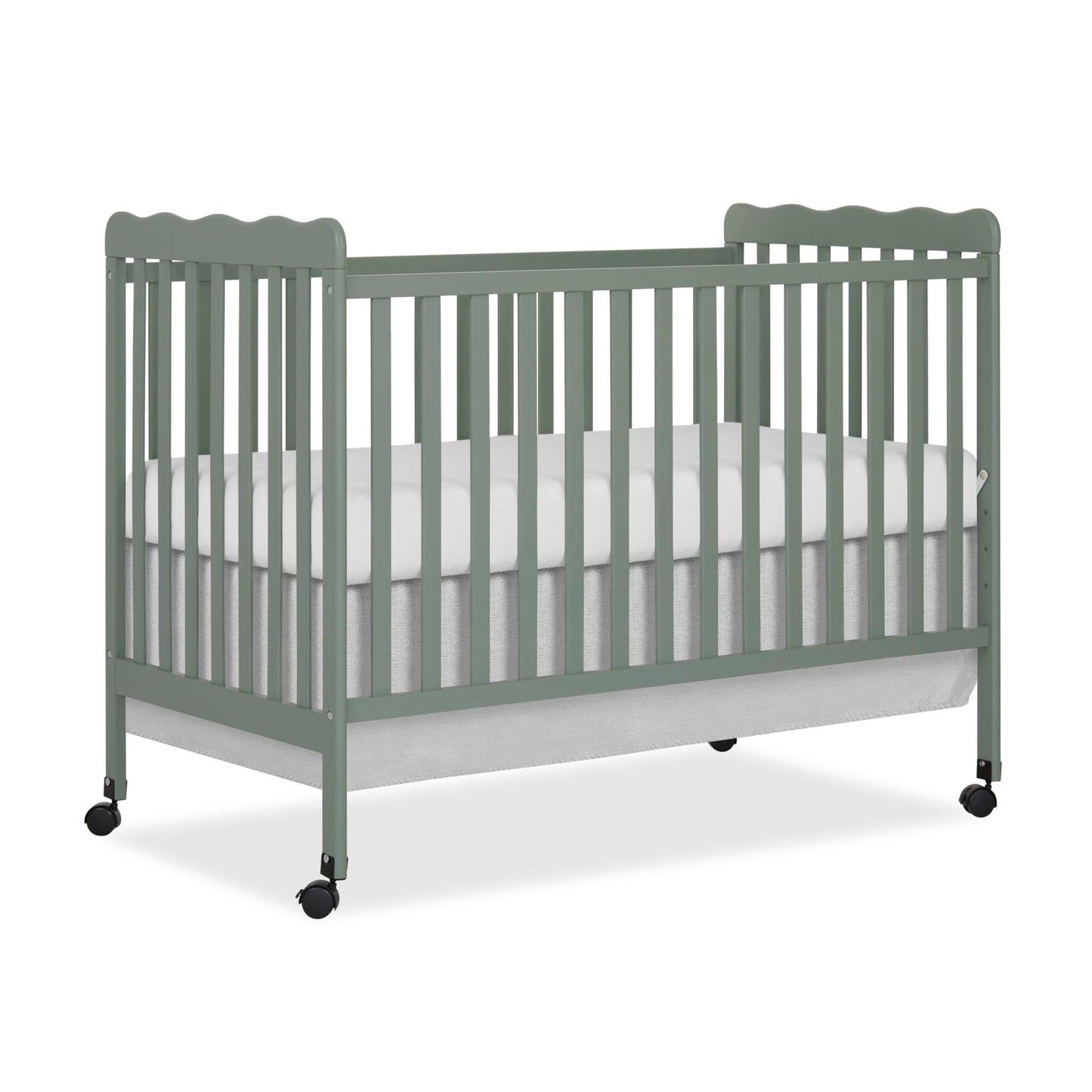 Dream On Me Carson Classic 3 in 1 Convertible Crib in Meadow Green, GreenGuard Gold & JPMA Certified Baby Crib, Comes with Locki