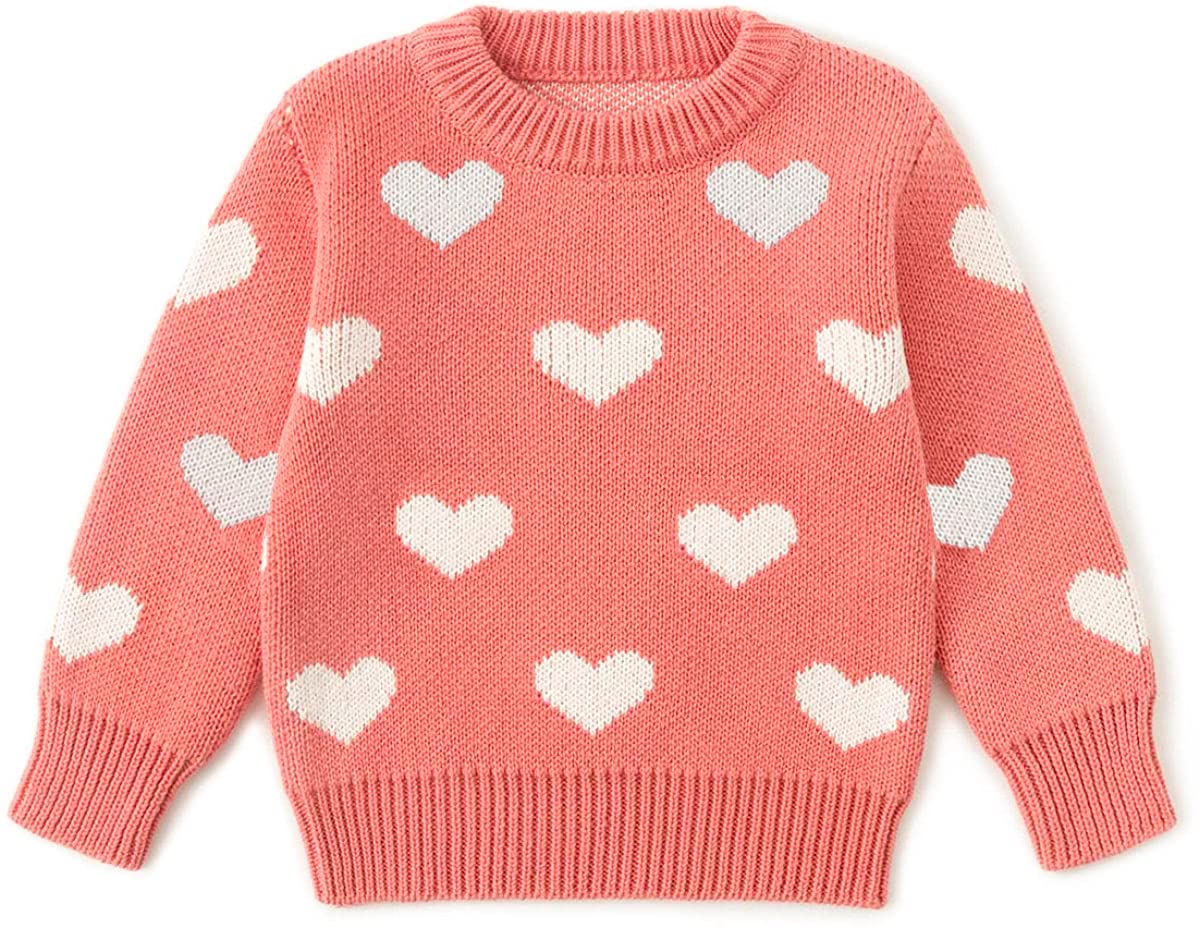 Baby Girl Valentine'S Day Outfit Toddler Kids Love Long Sleeve Knit Sweater Crewneck Pullover Sweatshirt Tops (L-Pink, 4T)