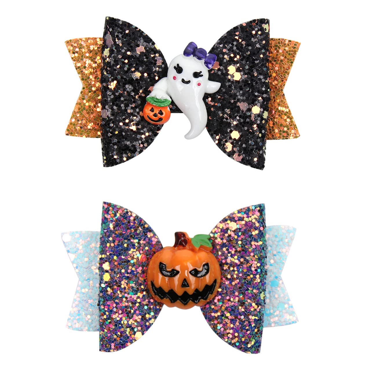 Love Sweety Baby Rose Halloween Headband Infant Pumpkin Hairband Bow Hair Clips (2Pc Shiny A)