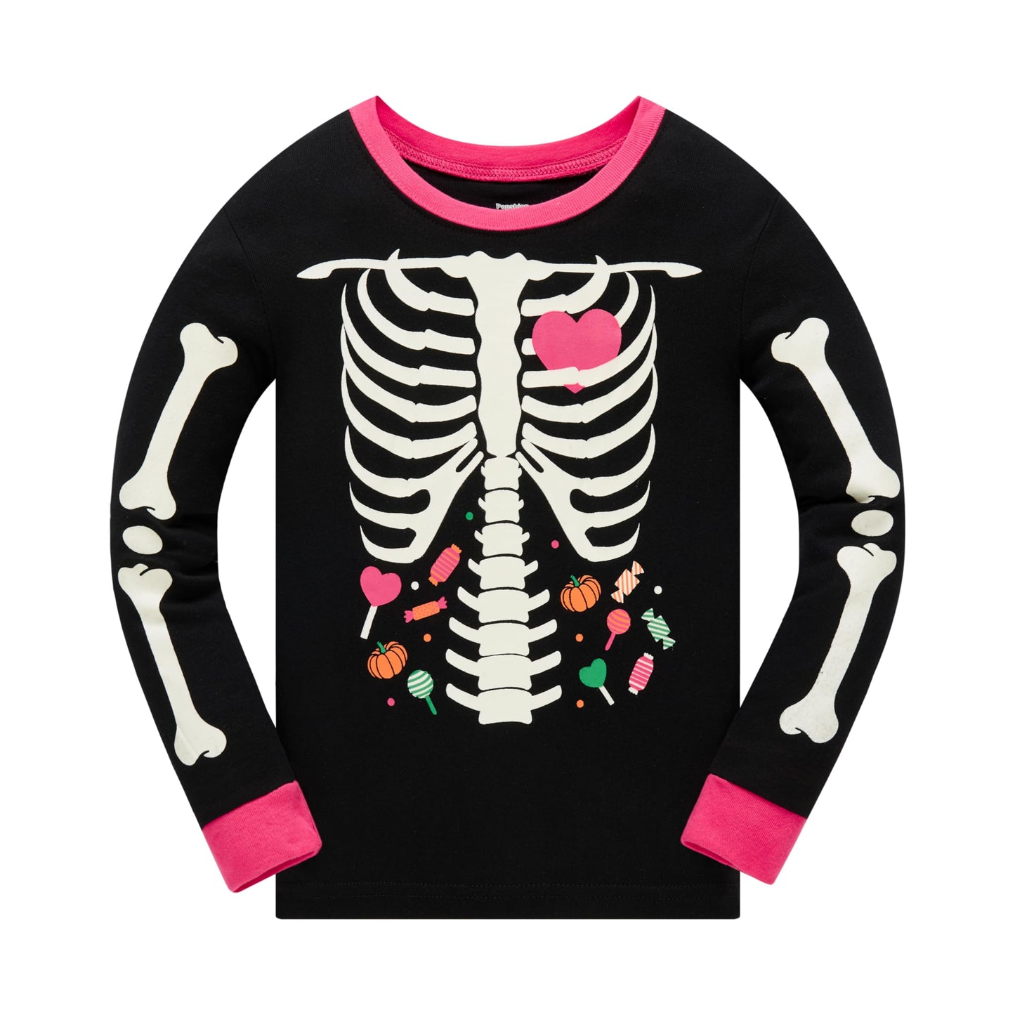 Popshion Halloween Pajamas Set For Toddler Girls Long Sleeve Funny 2 Piece Clothes Kids Skeleton Glow In The Dark Pjs Sleepwear