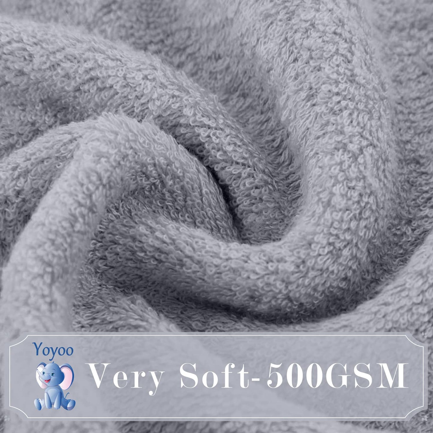 Yoyoo Premium Baby Bath Towel - Viscose Derived From Bamboo, Baby Hooded Towels - Newborn Essential Cute Grey Little Elephant -P
