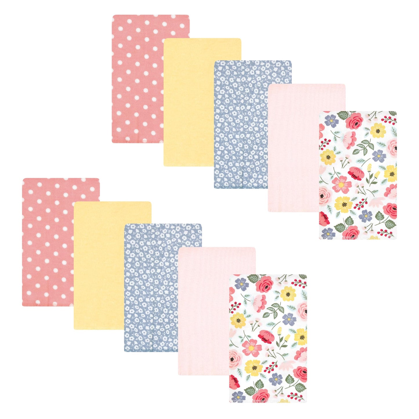 Hudson Baby Unisex Baby Cotton Flannel Burp Cloths, Modern Botanical 10 Pack, One Size
