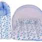 Kwitchy Baby Bedding Set New Born Bed with Mosquito Net & Carry Bag Combo (06 Months) Blue