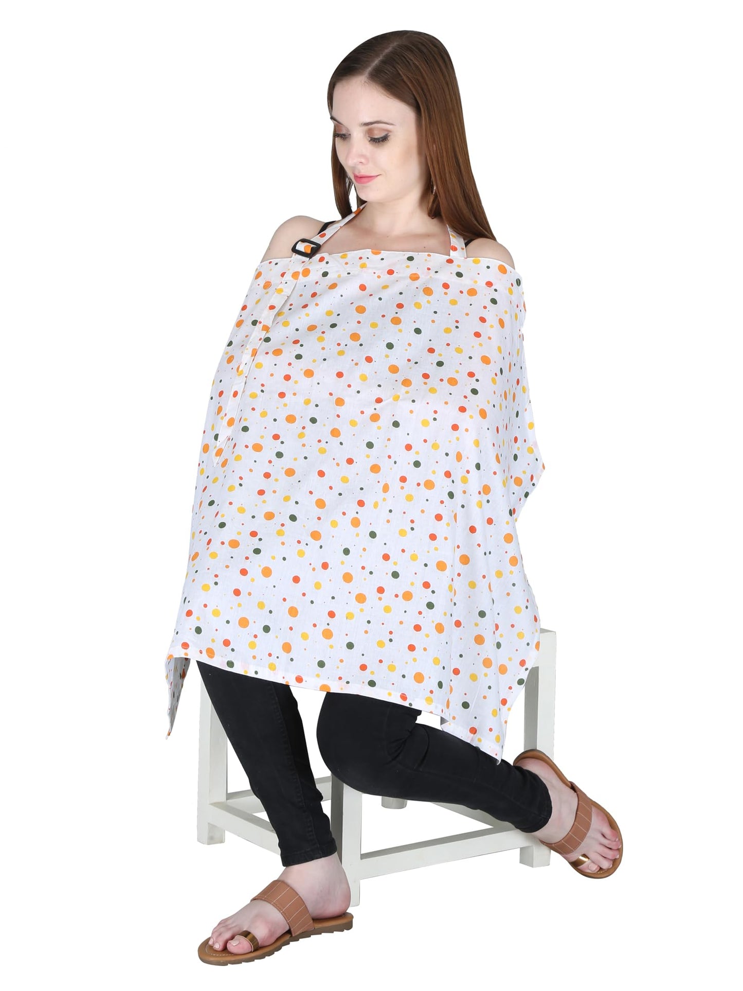 Switchon Feeding Apron Cover Maternity Cover 100% Cotton Maternity Breastfeeding Multipurpose For Mothers (White_Multi2)