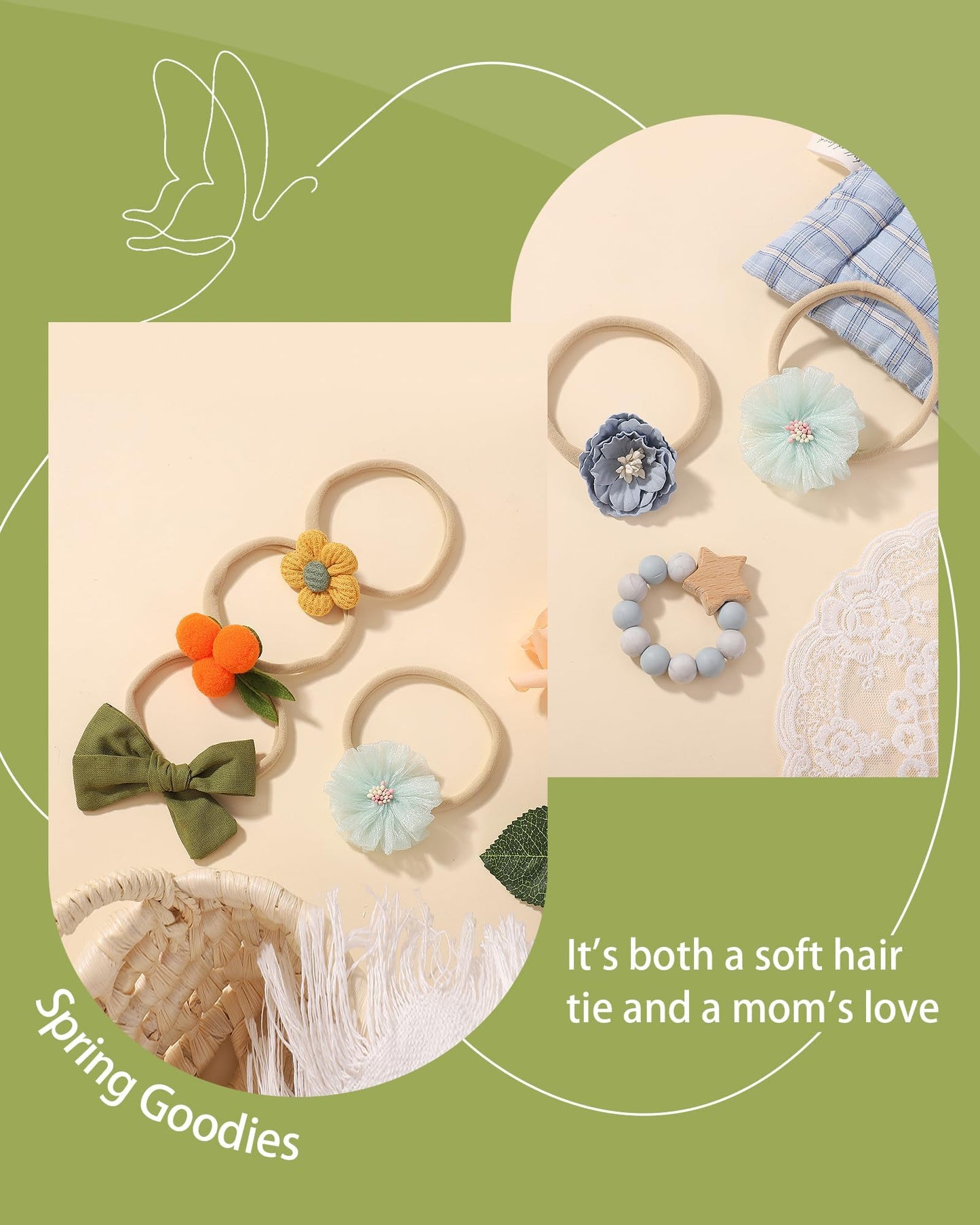 Doboi 18Pcs Baby Girl Headbands With Bows Baby Flower Hair Bows Nylon Hairbands Handmade Hair Accessories For Newborn Infant Tod