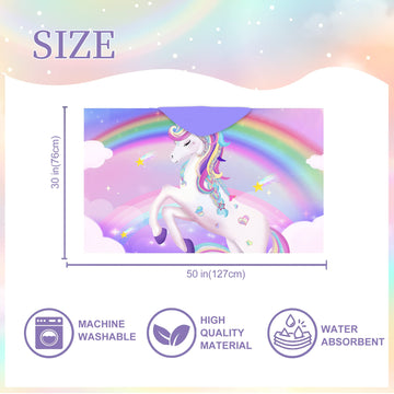 Unicorn Hooded Towel, Unicorn Beach Towel, Unicorn Towel For Girls 30' X 50', Pink Rainbow Microfiber Absorbent Quick Dry Bath