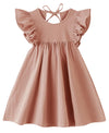Jnklwpjs Toddler Linen Dress Baby Girls Ruffle Halter Sleeveless Casual Party Dresses Light Coffee 110Cm