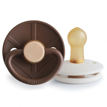 Frigg Little Viking Natural Rubber Baby Pacifier 2-Pack | Made In Denmark | Bpa-Free (Cocoa/Cream, 0-6 Months)