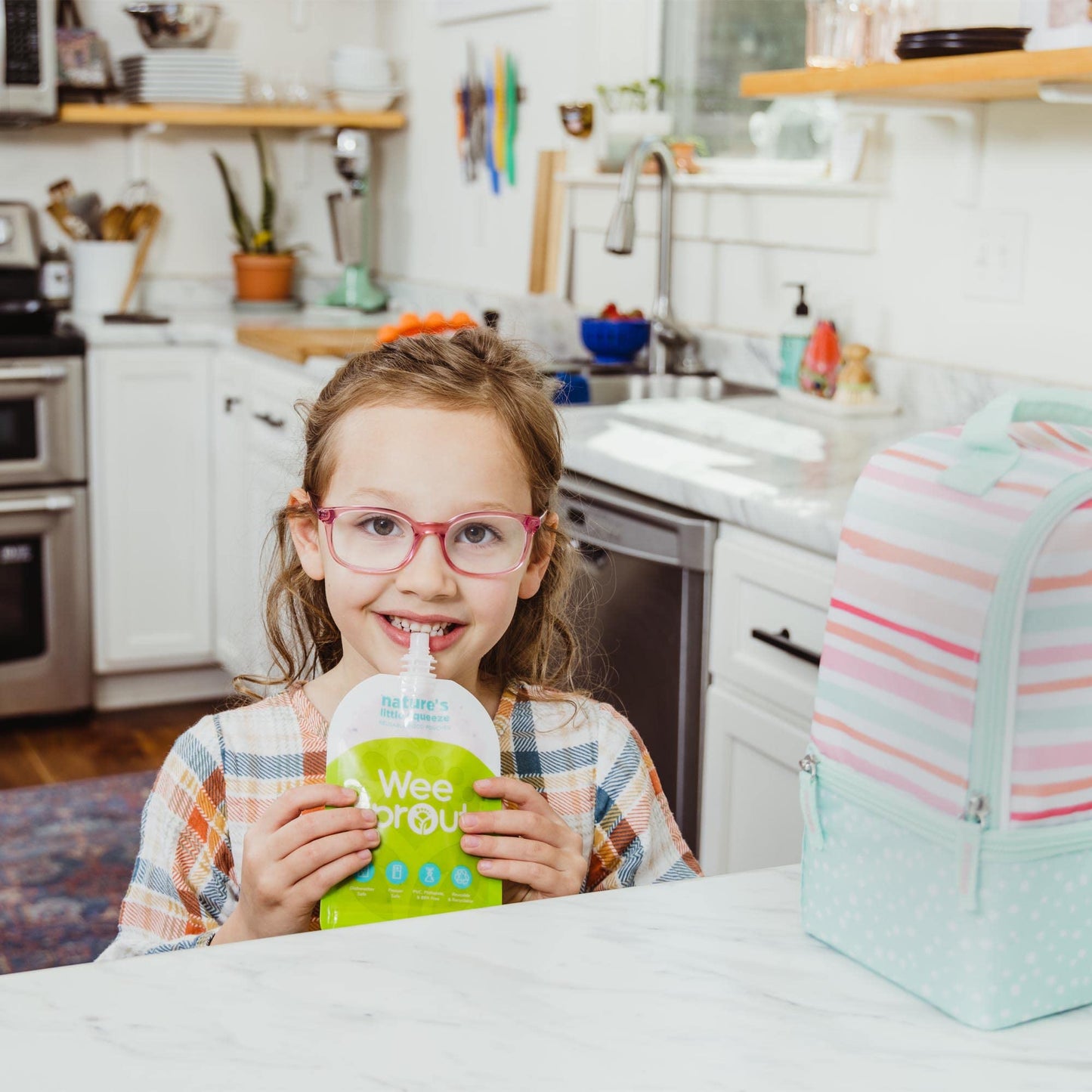 Weesprout Double Zipper Reusable Food Pouches (Blue, 7 Fl Oz)
