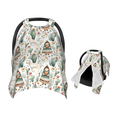 Muishi Llamas and Cacti Flowers Baby Car Seat Canopy Nursing Cover for Newborn Car Seat Breastfeeding Covers Blanket Newborn Sho
