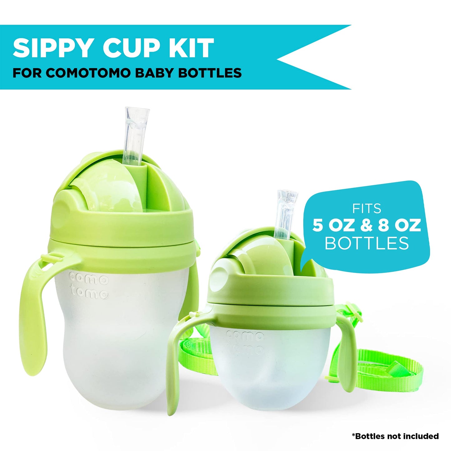 Botabee 3-In-1 Weighted Straw Sippy Cup Conversion Kit For Comotomo Baby Bottles | Compatible With Comotomo 5 Ounce & 8 Ounce Bo